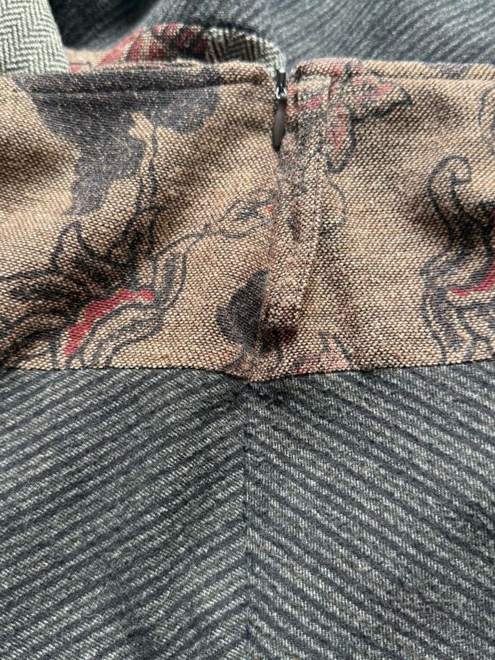 Vintage Lisa Campione Patchwork Tweed Floral Midi Skirt Euro 42 - Picture 5 of 7